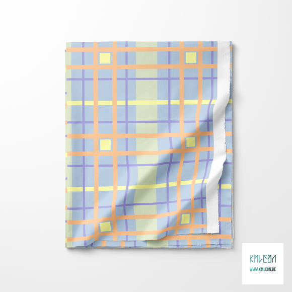 Yellow, orange and purple plaid fabric