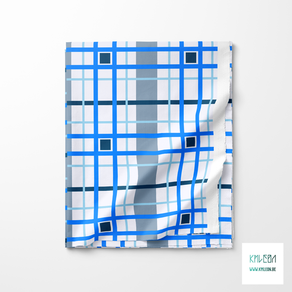 Blue and navy plaid fabric