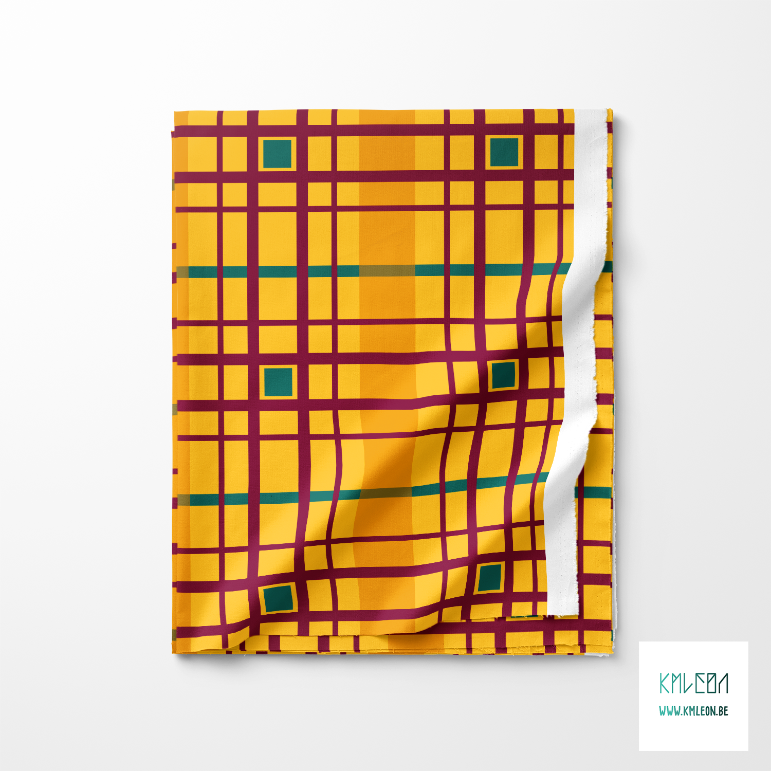 Green, orange and purple plaid fabric