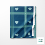 Green plaid with green hearts fabric