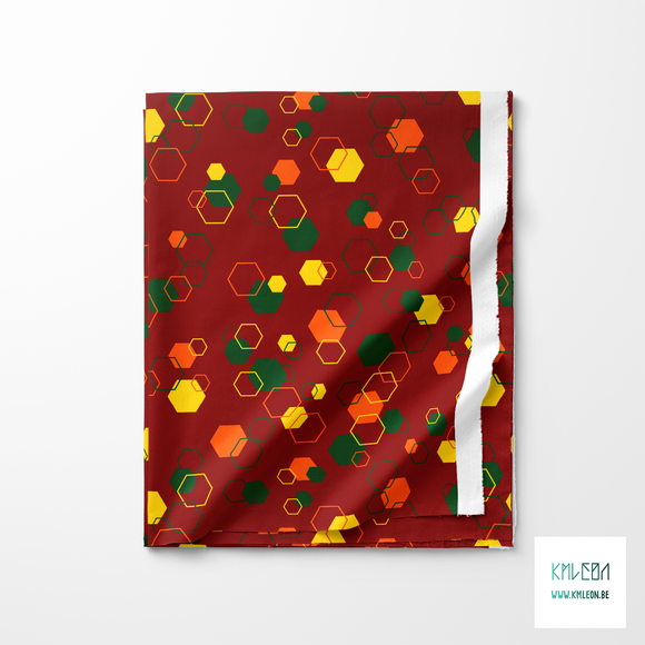 Random orange, yellow and green octagons fabric