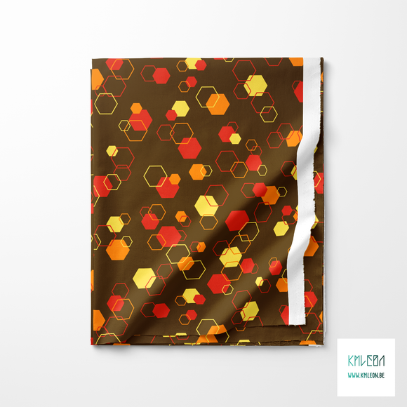 Random red, yellow and orange octagons fabric