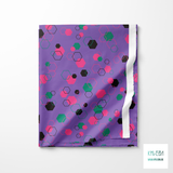 Random pink, black and green octagons fabric