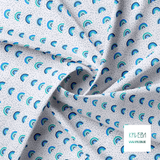 Blue and teal rainbows and dots fabric