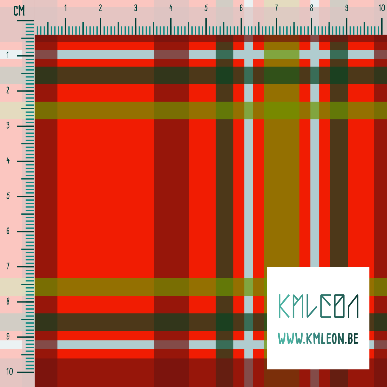 Green, red and light blue tartan fabric