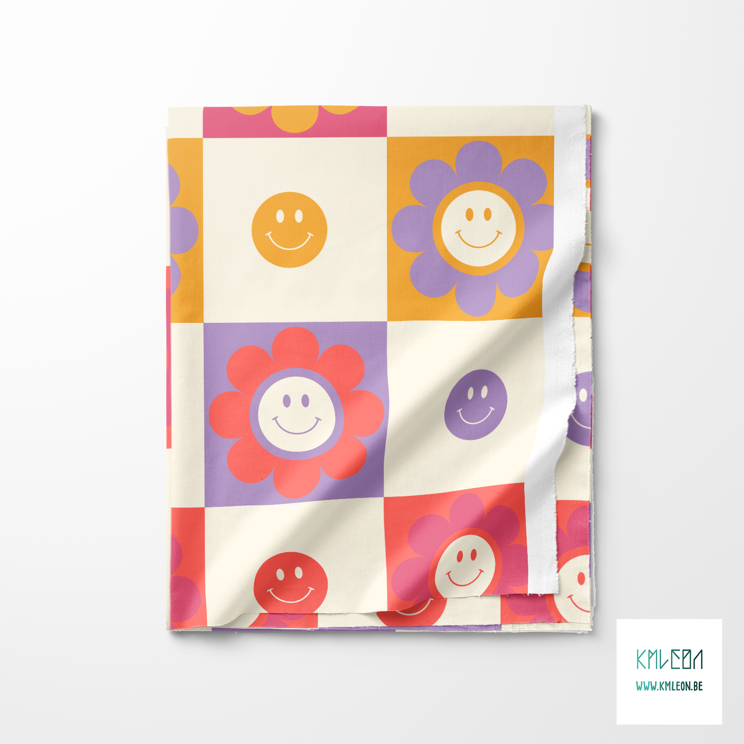 Smiley flowers fabric