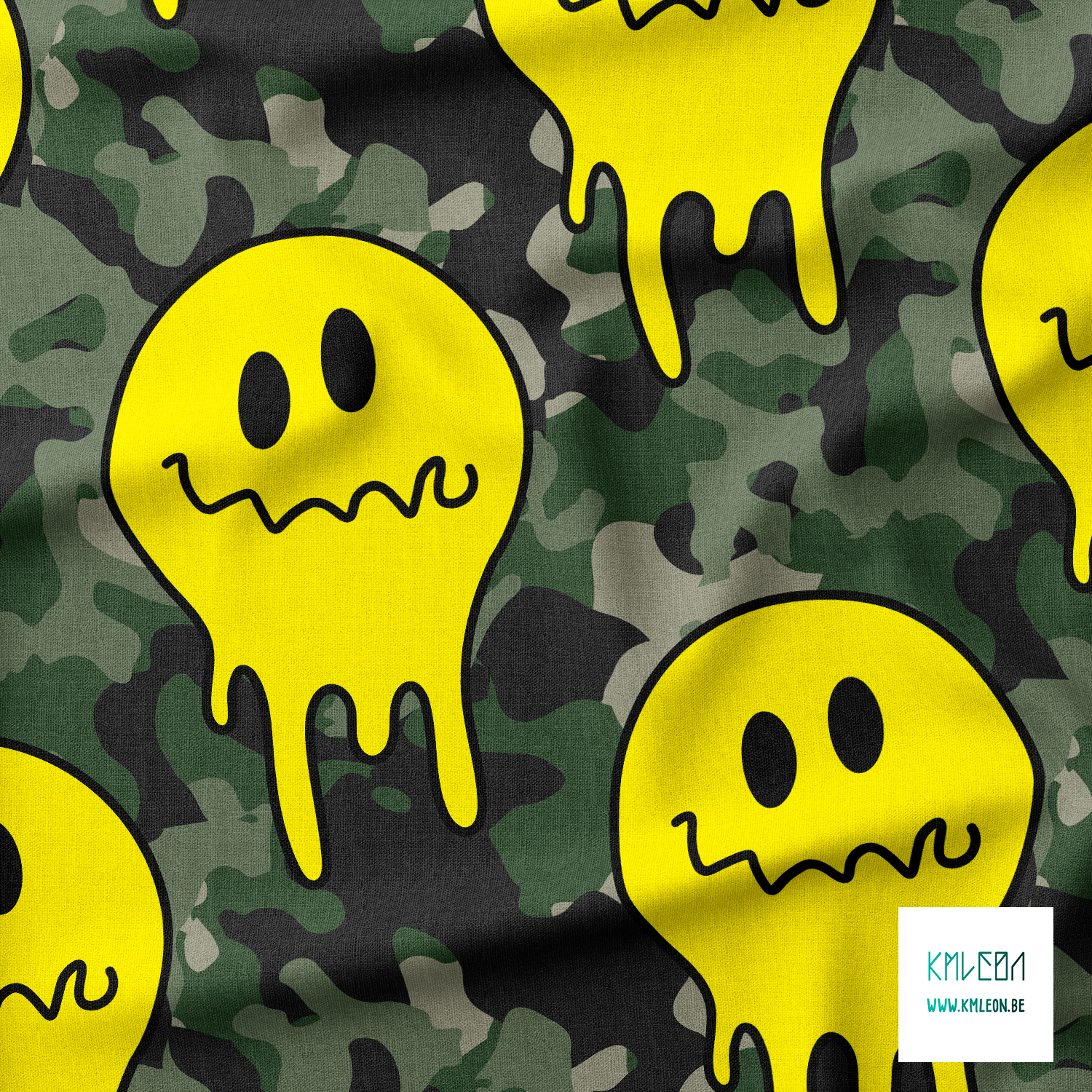 Camouflage and smileys fabric