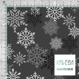 Grey snow stars fabric