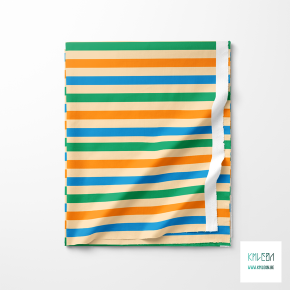 Orange, blue and green stripes fabric