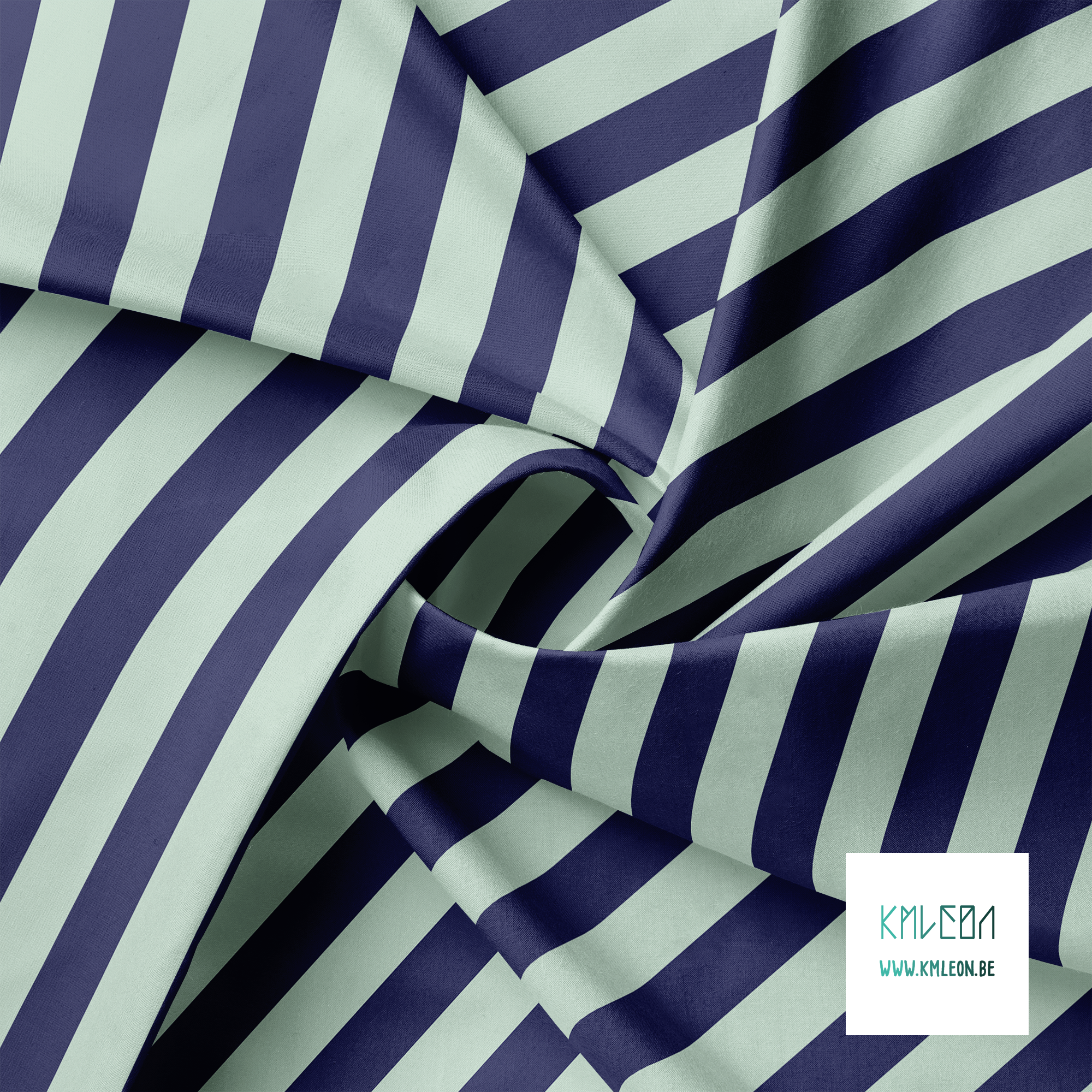 Mint and blue stripes fabric