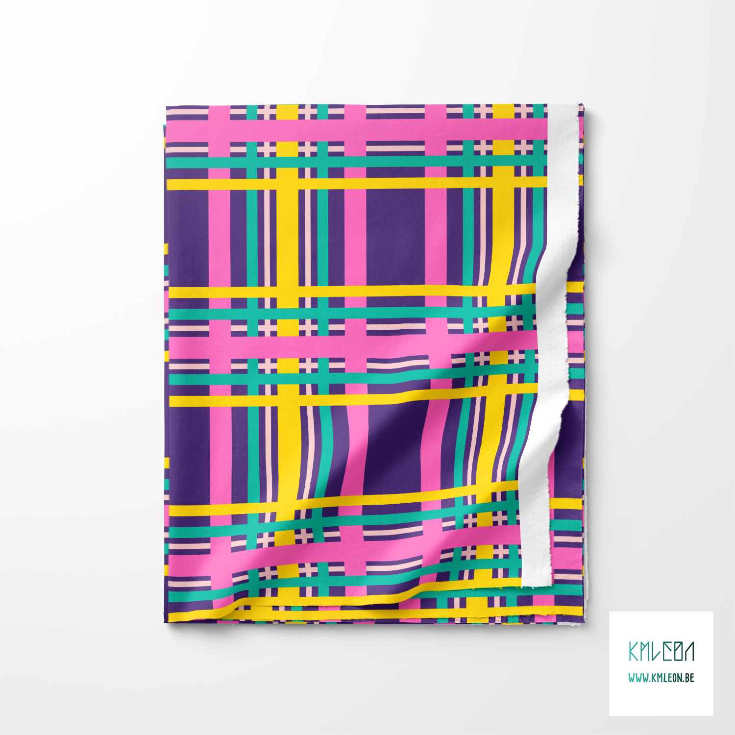 Yellow, pink and green tartan fabric