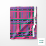 Purple, black, green and pink tartan fabric