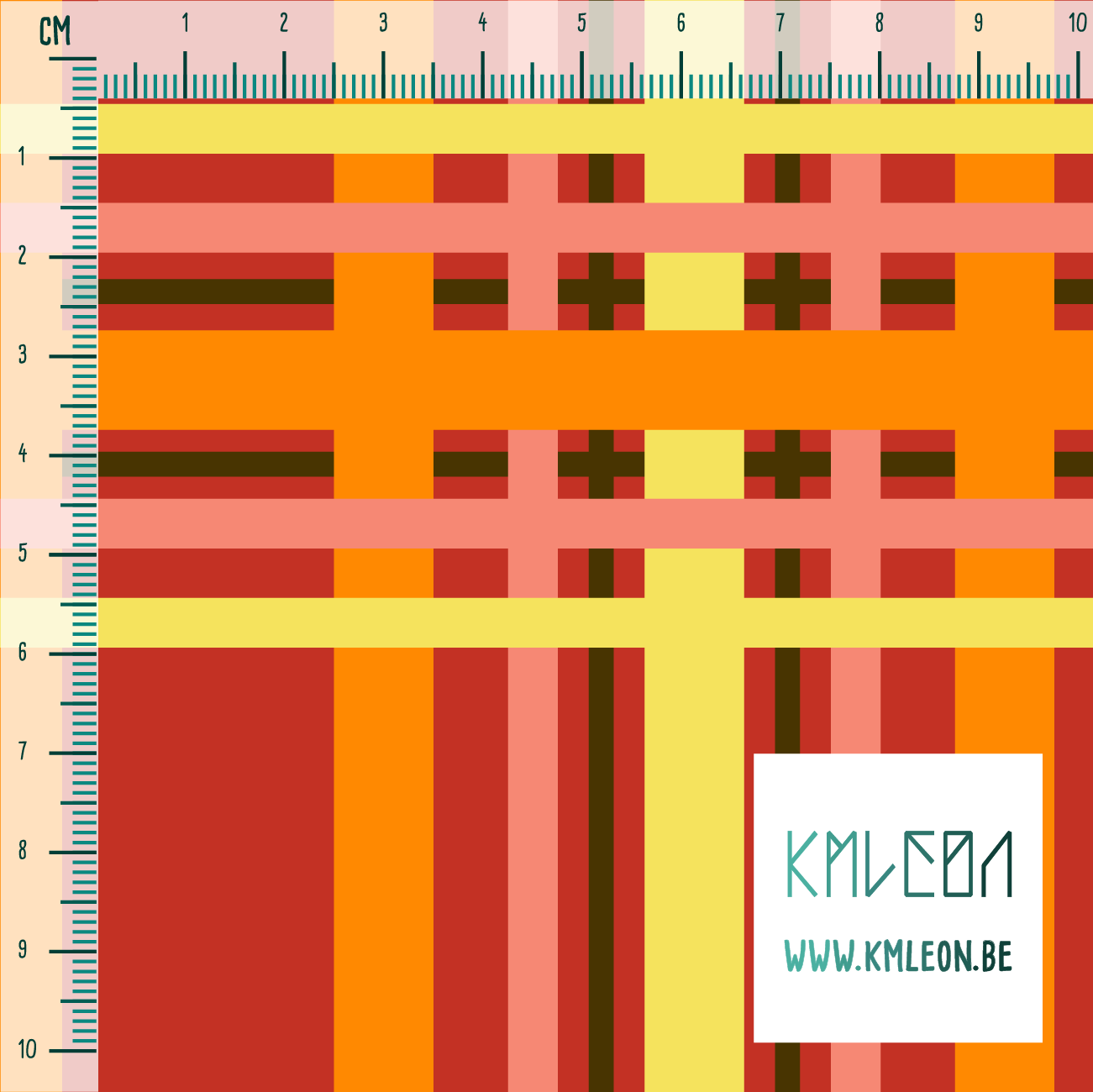 Yellow, orange, brown and pink tartan fabric