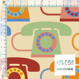 Retro phones fabric