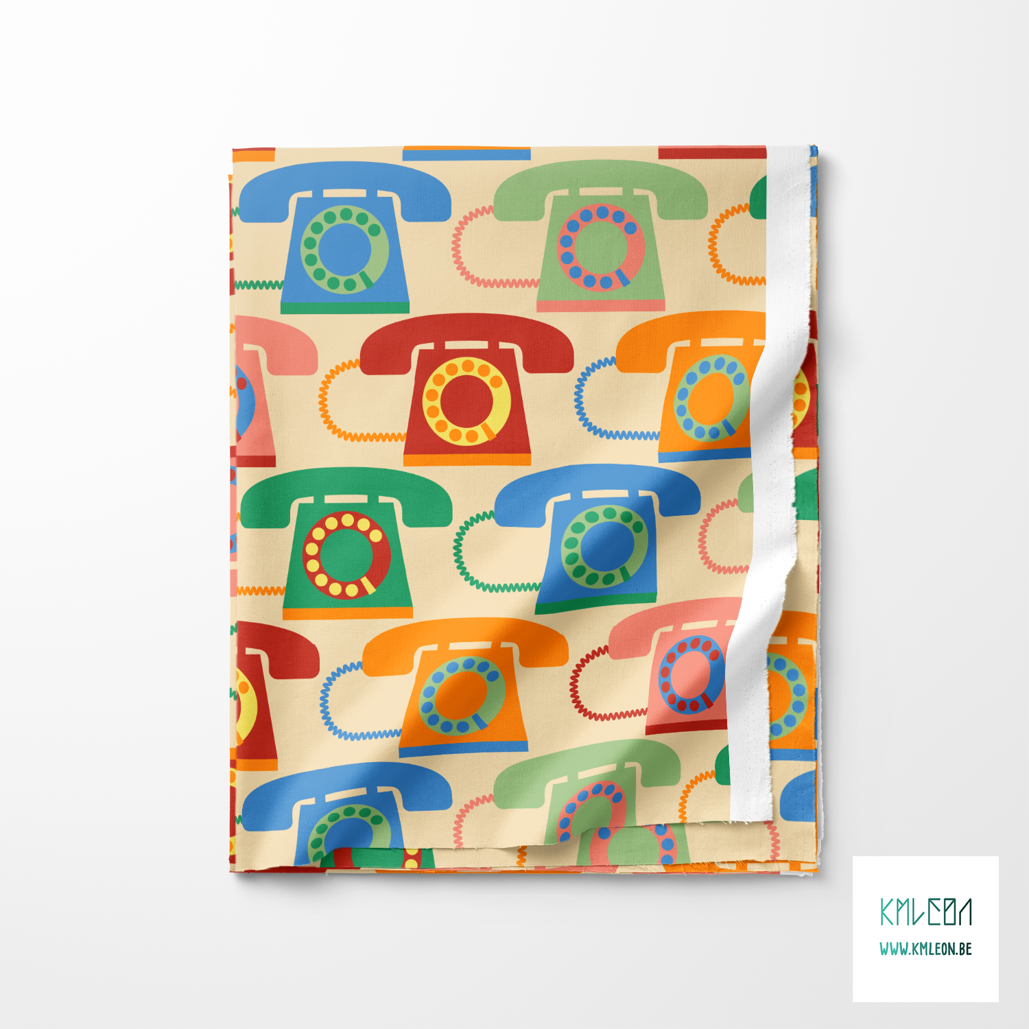 Retro phones fabric