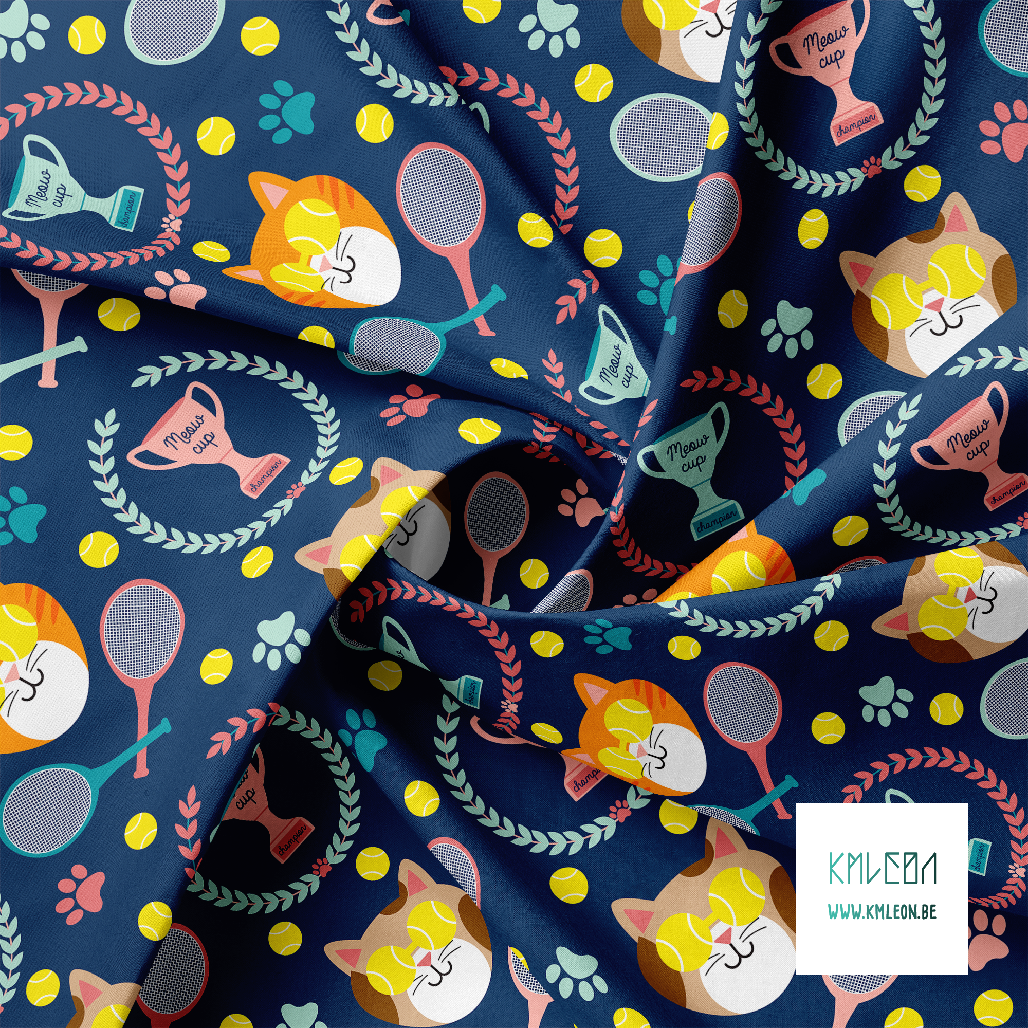 Tennis cats fabric