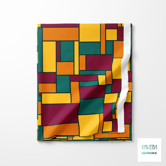 Green, yellow, orange and purple rectangles fabric