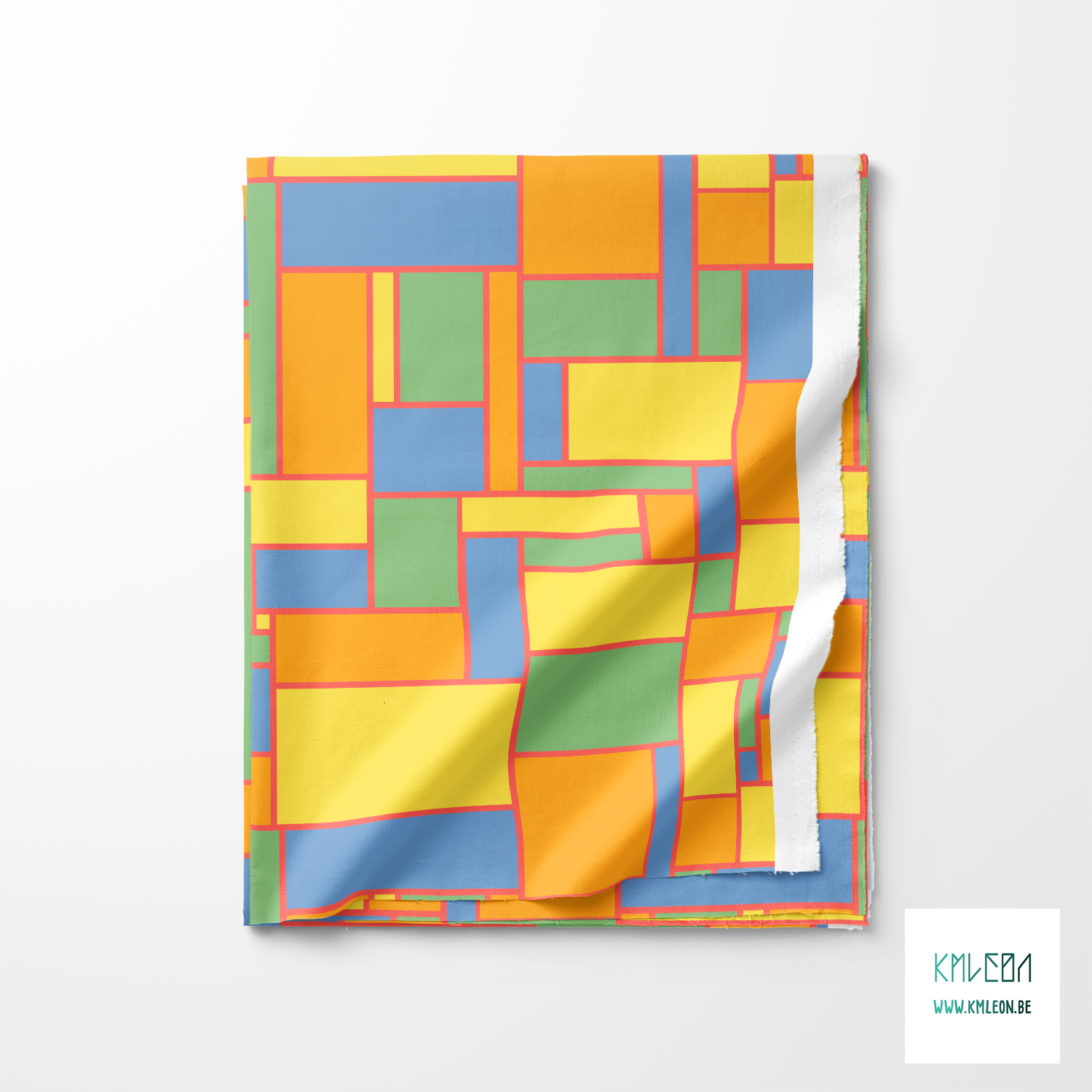 Orange, yellow, green and blue rectangles fabric