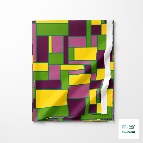 Pink, purple, green and yellow rectangles fabric