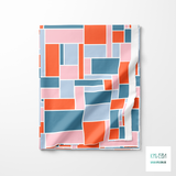 Orange, pink and blue rectangles fabric