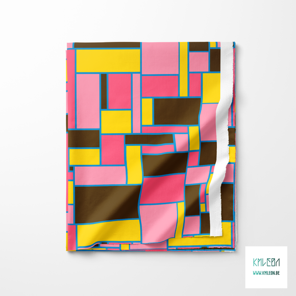 Pink, yellow and brown rectangles fabric