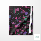 Purple, pink and green geometric shapes fabric