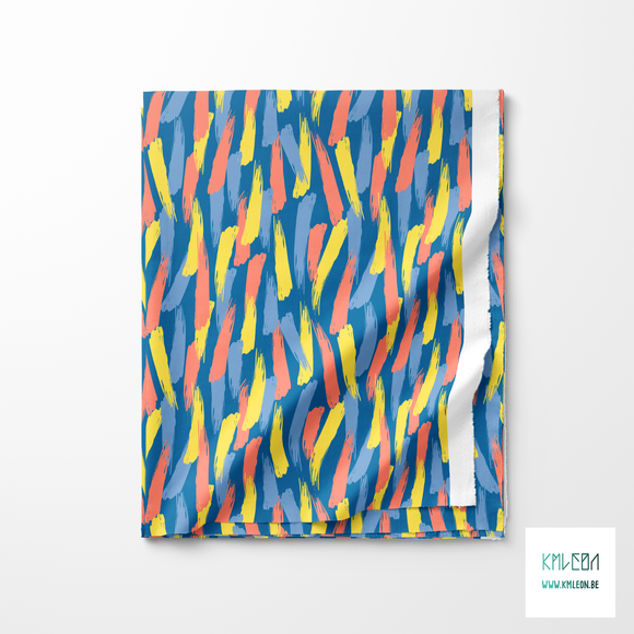 Yellow, pink and blue brush strokes fabric