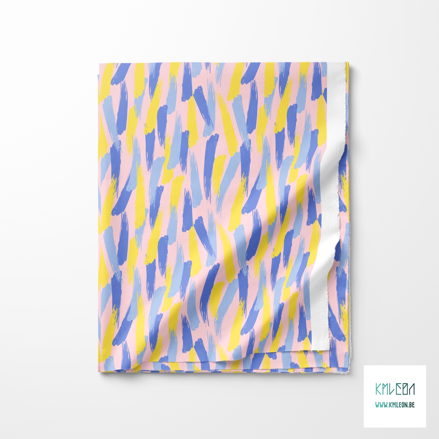 Yellow and periwinkle brush strokes fabric