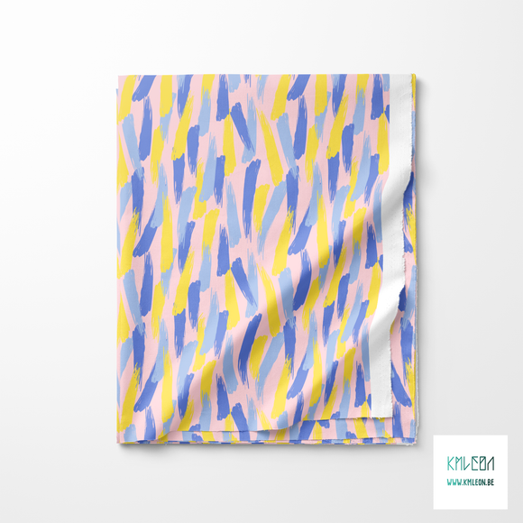 Yellow and periwinkle brush strokes fabric