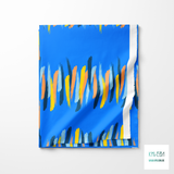 Blue, navy, orange and yellow brush strokes fabric