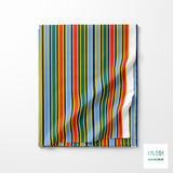 Green, blue and red vertical stripes fabric