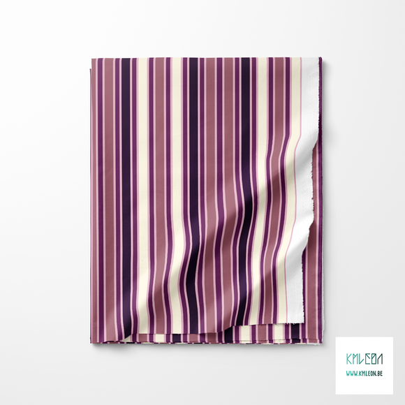 Pink, purple and cream vertical stripes fabric