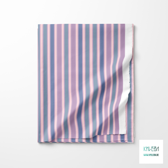 Pink, purple and blue vertical stripes fabric