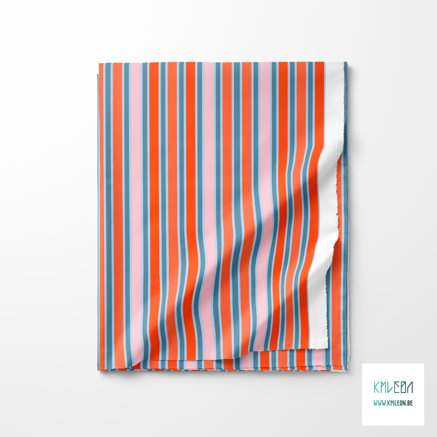 Orange, pink and blue vertical stripes fabric