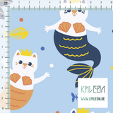 Mermaid cats fabric