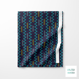 Yellow, teal and mint green zig zag fabric