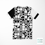 Black and white geometric shapes cut and sew t-shirt