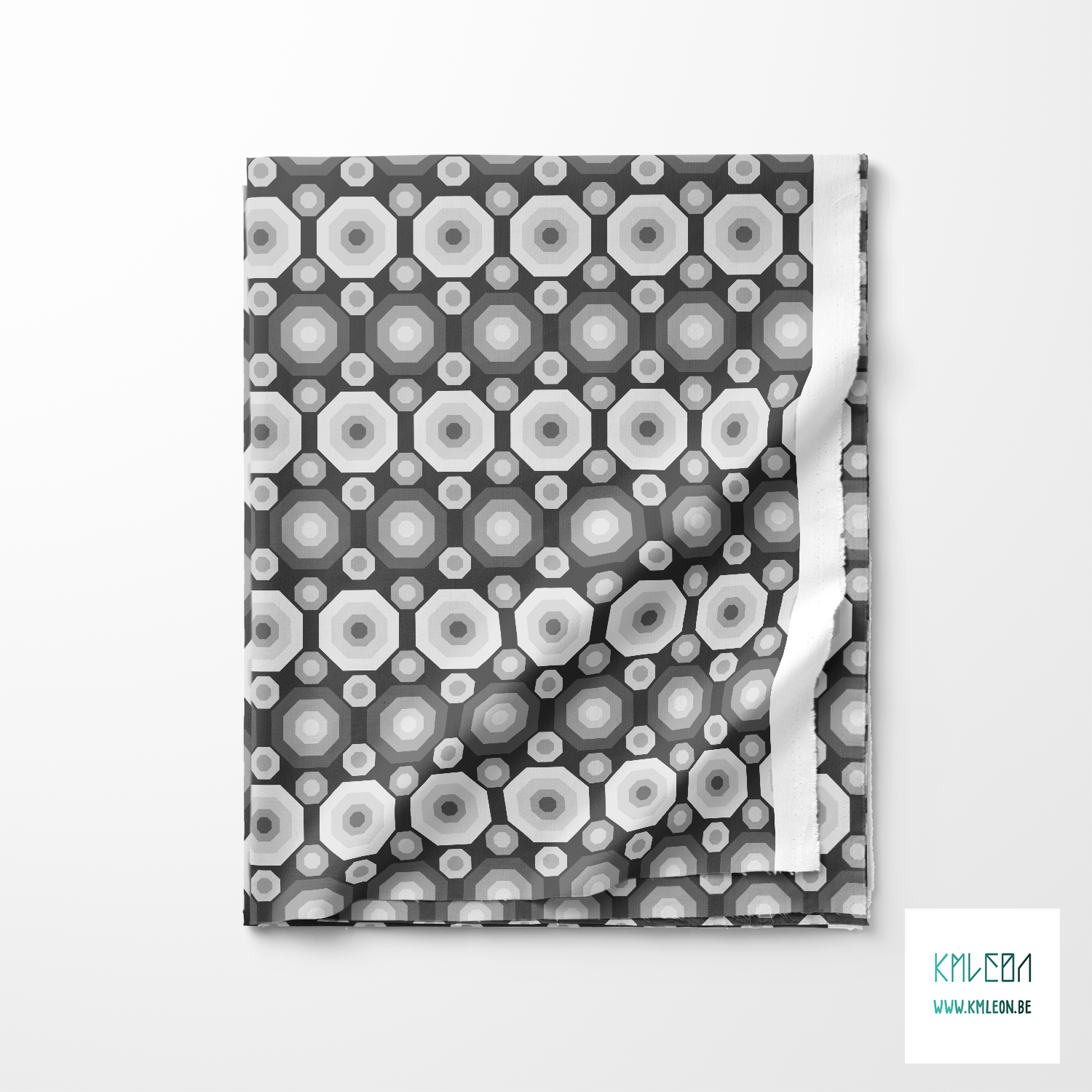 Retro octagons in grey fabric