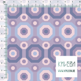 Retro octagons in purple, pink and blue fabric