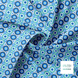 Retro octagons in white, blue and teal fabric