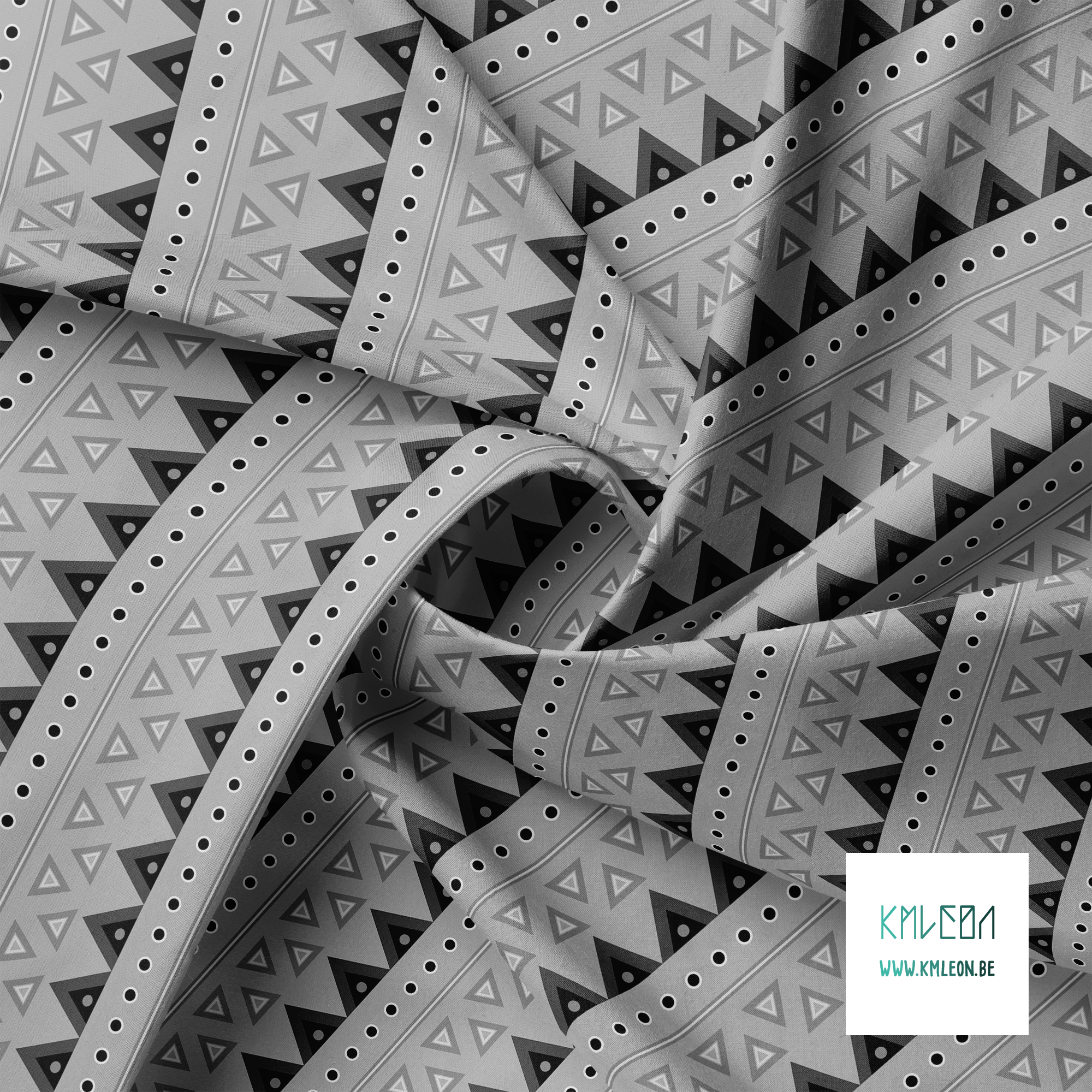 Grey circles and triangles fabric