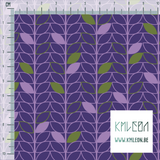 Purple and green leaves fabric