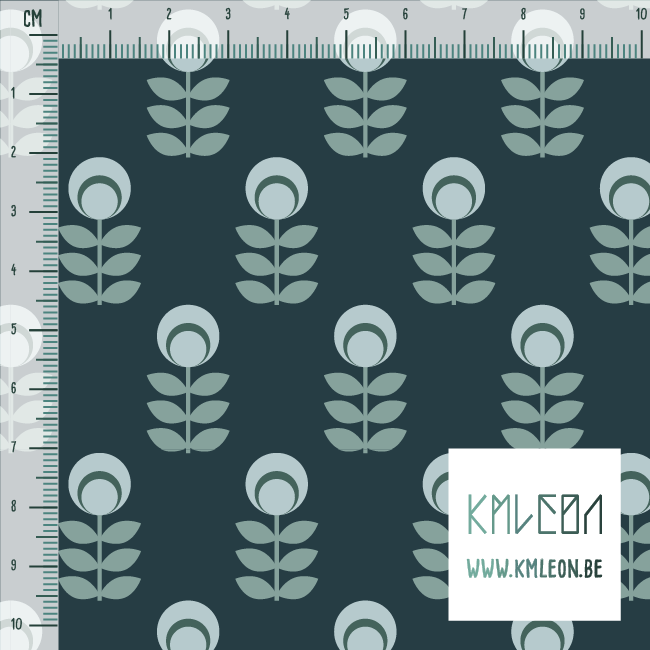 Green scandi flowers fabric