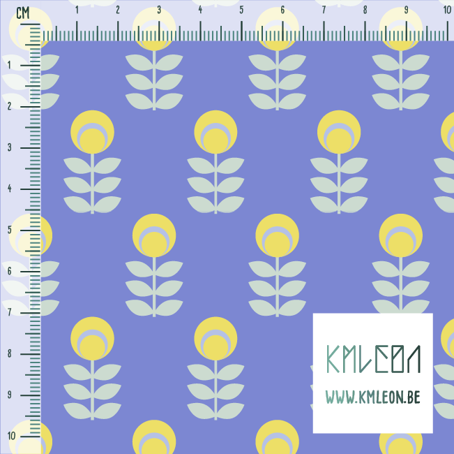 Yellow and green scandi flowers fabric