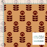 Brown scandi flowers fabric