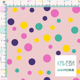 Random yellow, green and pink polka dots fabric