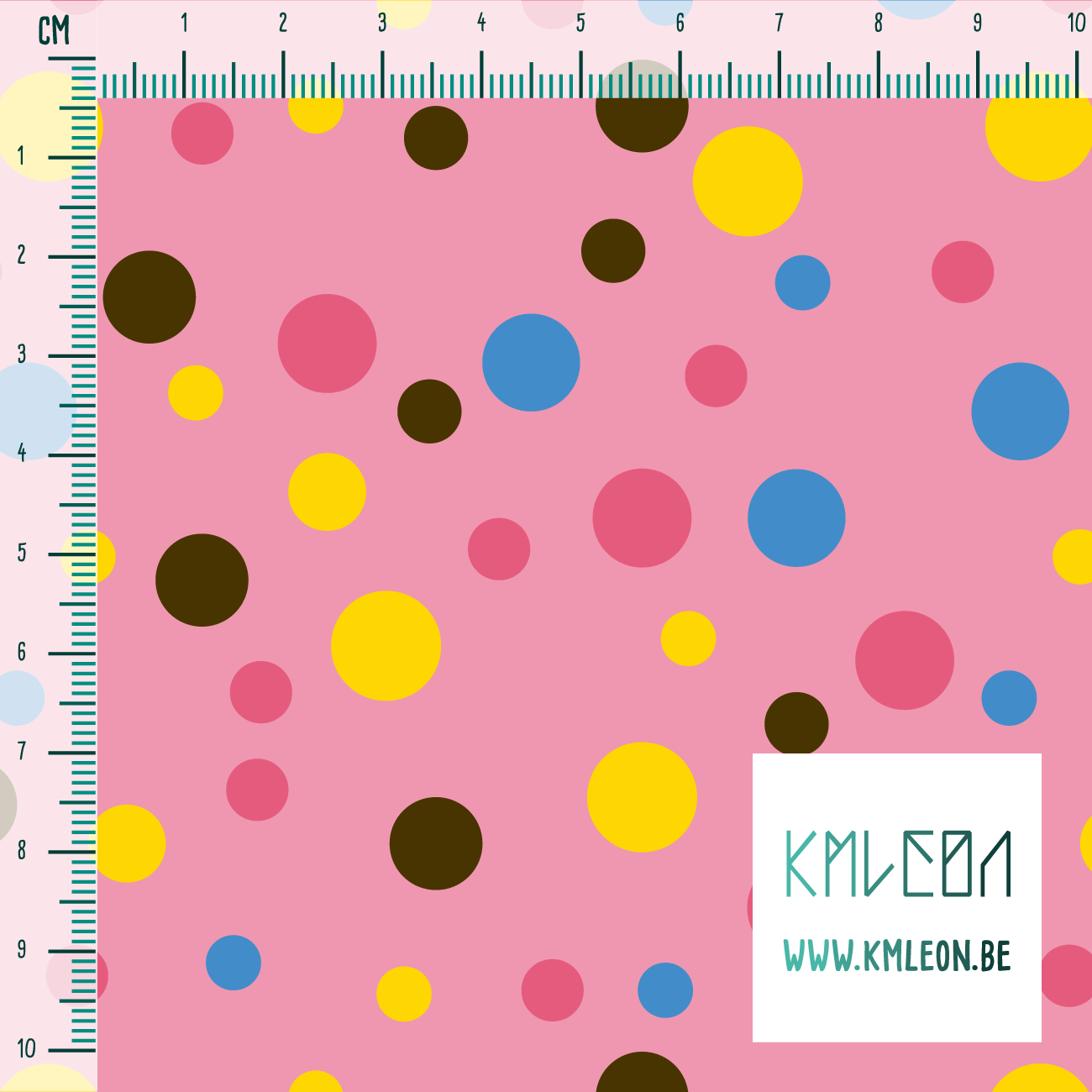 Random yellow, pink and blue polka dots fabric