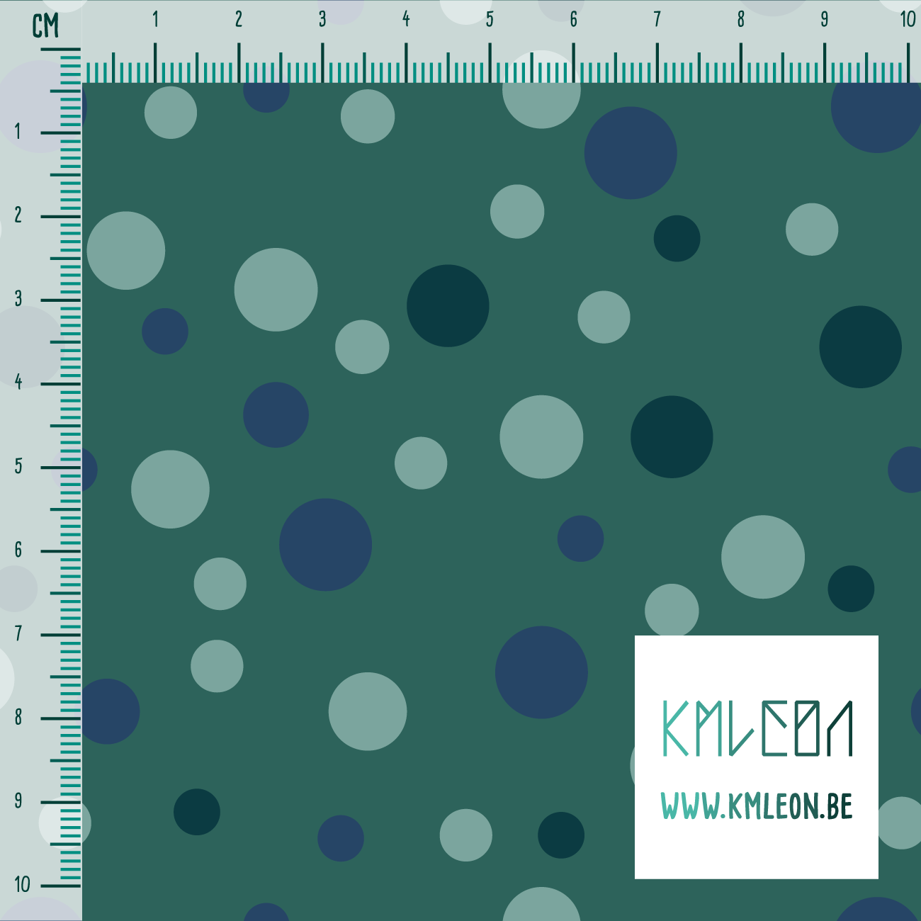 Random green and blue polka dots fabric