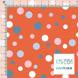 Random blue, white and pink polka dots fabric