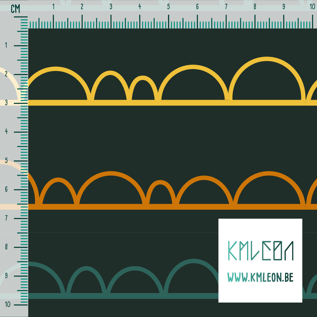 Green, yellow and orange irregular arches fabric